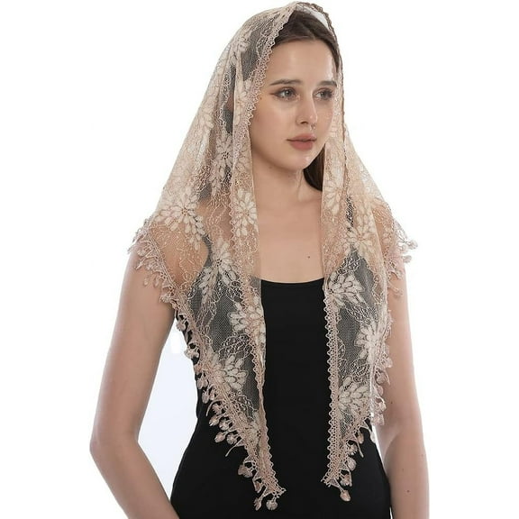 Lace Veil Triangle Mantilla Church Head Covering Latin Scarf for Mass Wedding Bridesmaids