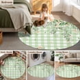 thumbnail image 5 of Round Area Rug 8 Ft, Watercolor Floral Washable Non-Slip Circle Carpet for Living Room/Bedroom, Spring Flowers Leaves Botanical Green Plaid Collection Low-Profile Large Area Rugs for Indoor, 5 of 7