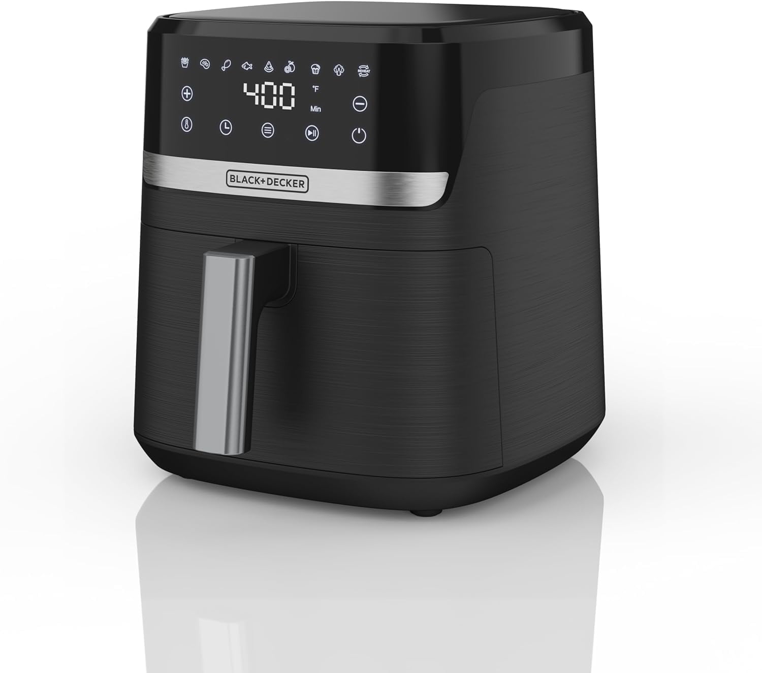BLACK+DECKER Purify 6-Quart Digital Air Fryer with LED Touchscreen, 9 Presets, Auto Shut-Off, Shake Reminder, Dishwasher Safe Parts, AFBD62-0BD