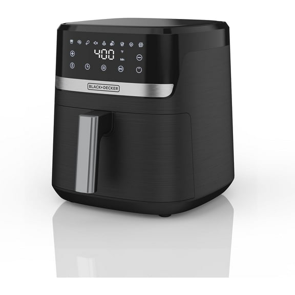 BLACK DECKER Purify 6-Quart Digital Air Fryer with LED Touchscreen, 9 Presets, Auto Shut-Off, Shake Reminder, Dishwasher Safe Parts, AFBD62-0BD