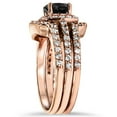 thumbnail image 2 of Pompeii 1 3/4ct Black Diamond Rose Gold Cushion Halo Ring Set 14K (G/H,I2), 2 of 3