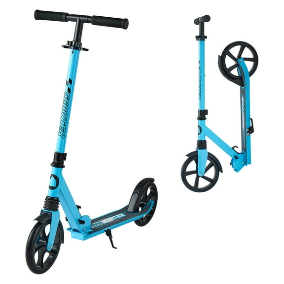 VEVOR Kick Scooter for Kids Ages 8 , Teens & Adults, 2-Wheel Toddler Scooter with Adjustable Height Handlebar, Wide Anti-Slip Deck, Foldable Lightweight for Boys & Girls up to 220 lbs, Blue   Black