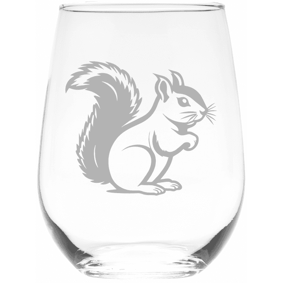 C&M Personal Gifts 17 oz Squirrel Themed Stemless Wine Glass. (Style S6)