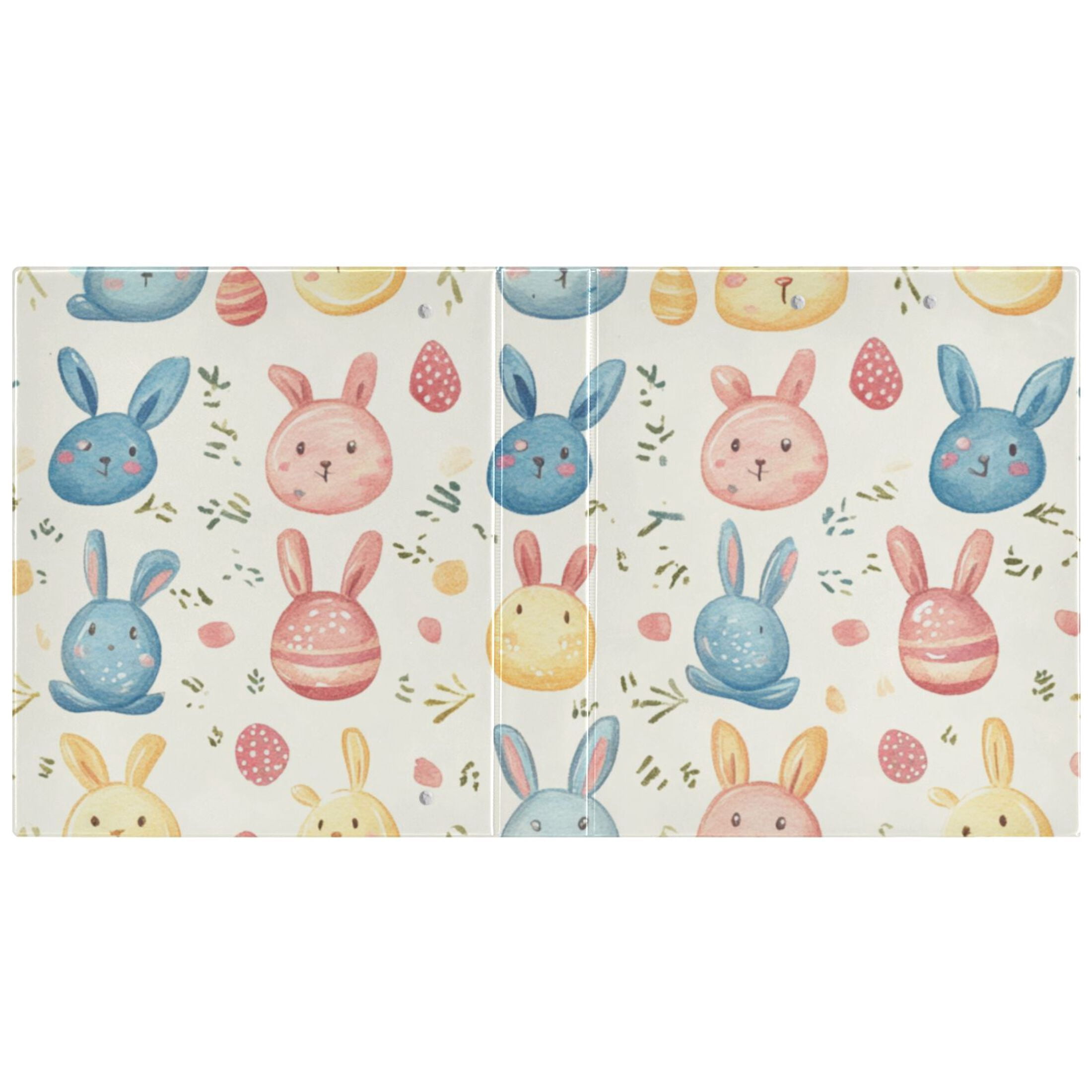 Easter Rabbits and Leaves 3 Ring Binders 1.5 inch Hardcover File Folders with Interior Pockets A4 Size Organizer for School Office Hospital Set of 2