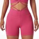 thumbnail image 1 of Pantalones cortos de yoga Estilo Europa y América Cintura alta Levantamiento de cadera Fitness Leggings cortos para correr Rosa L, 1 of 6