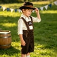 thumbnail image 5 of Odeerbi Kids Boys Oktoberfest Outfits Lace Up Shirt Embroidered Suspender Shorts with Hat 3 Pieces Set, 5 of 7