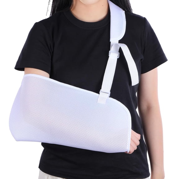 Mesh Arm Shoulder Sling Breathable Shoulder Immobilizer Shower Adjustable Suitable for Left And Right Arms Comfort Type Men Women Elbow Wrist, White