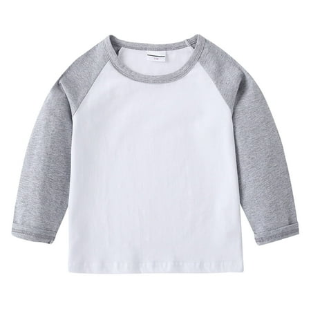 

MIASHUI Kids Tops Toddler Boys Girls T Shirt Crew Neck Long Sleeve Undershirt Grey 12-18 Months