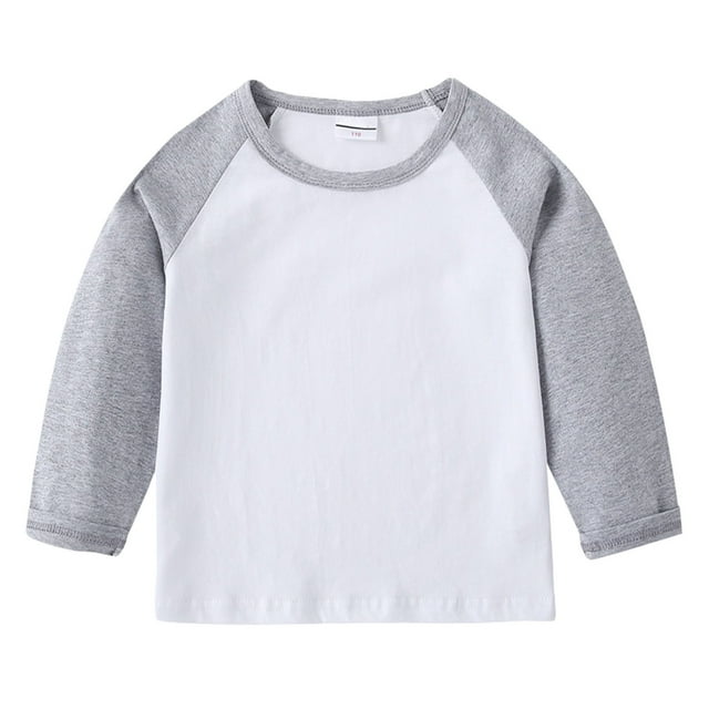 MIASHUI T-Shirts à Manches Longues pour Filles Hauts pour Garçons Col Rond T-Shirts Basiques, Gris, 12-18 Mois