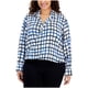 thumbnail image 1 of Calvin Klein Womens Printed Wear to Work Peasant Blouse, white, Plus Size, 0X, 1 of 1