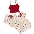 thumbnail image 4 of Seductiva Clothing cotton pajamas for women set Women's 3 Pieces Pajamas Heart Print Shorts Pants Pj Sets Sleepwear Two Piece Soft Sleepwear, 4 of 4