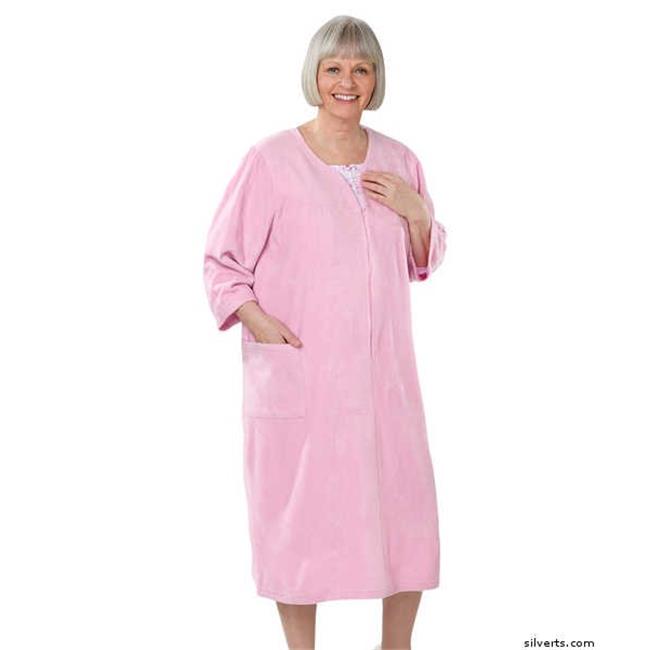 Silverts 264500806 Womens Cozy Open Back Adaptive Fleece Hospital Robe ...