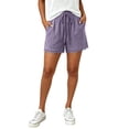 thumbnail image 3 of SAHFX Womens Linen Shorts Resort Wear Soft Shorts Lightweight Shorts Gauze Short Elastic Waist Drawstring Comfy Shorts Bermuda Shorts Summer Beach Shorts Hot Pants Loose Fit Shorts, 3 of 9
