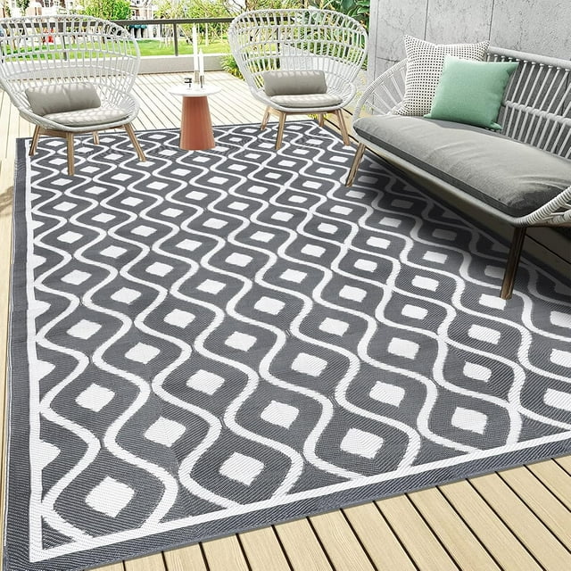 Tapis d'Extérieur &#;x Tapis de Patio Extérieur Réversible Tapis de Camping RV Tapis Extérieure Tapis de Paille en Plastique Portable Tapis d'Extérieur pour Patio RV Camping Balcon Plage
