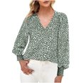 thumbnail image 1 of Pompotops Haut Mode Femme Ample Imprimé Col en V Manches Longues Liquidation, 1 of 5