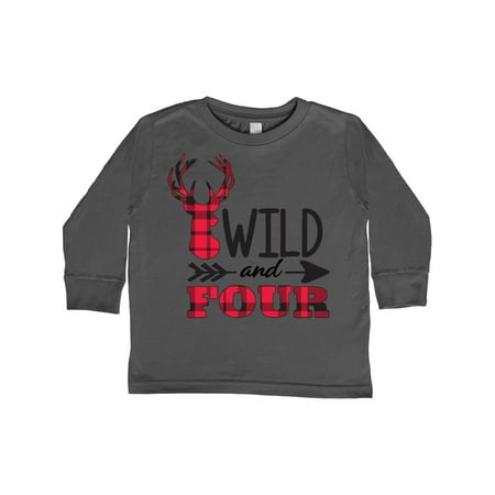 

Inktastic Plaid Deer Wild and 4 with Arrow Gift Toddler Boy or Toddler Girl Long Sleeve T-Shirt
