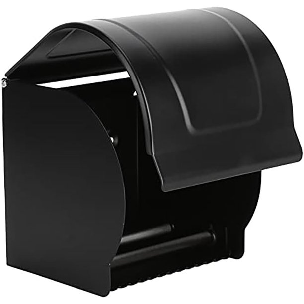 Portarrollos de Papel Higiénico con Cubierta Impermeable, Montaje en Pared, Aleación de Aluminio, Negro