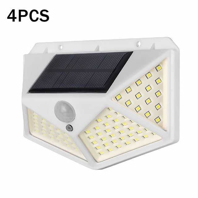 Lámpara de pared solar 3 modos 100 LED Cuerpo de inducción Impermeable Iluminación exterior Jardín Patio Luz 4 piezas Scienceny HA9174-00B