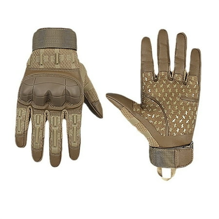 Rubber Guard Gloves for Men - Touchscreen Compatible Airsoft Motorcycle Hunting Outdoor - Reinforced Palm Double Stitched Microfiber Leather for Heavy Duty Protection Brown