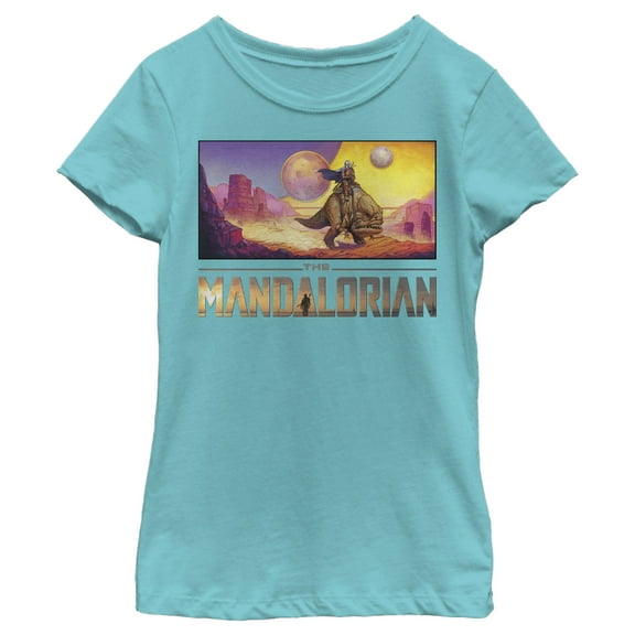 Girl's Star Wars: The Mandalorian Dreamscape Journey  Graphic Tee Tahiti Blue X Small