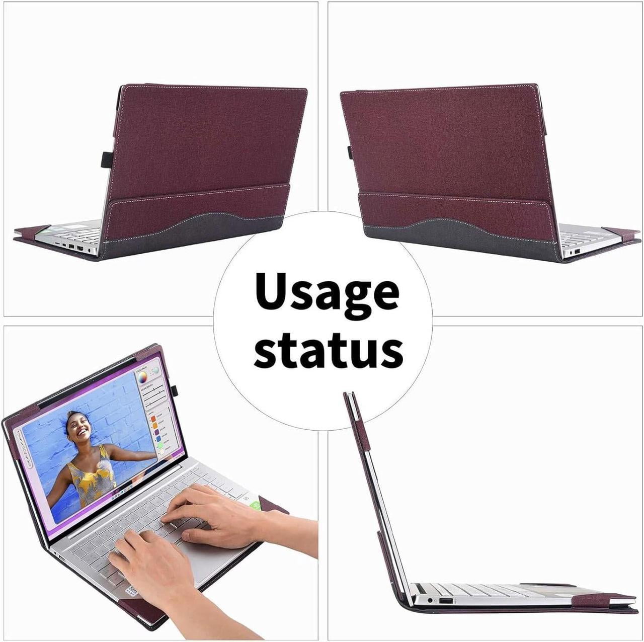Laptop Case for 15 inch Microsoft Surface Laptop 7 Windows PC with ARM CPU and AI-Powered Copilot+, PU Leather Folio Stand Laptop Protective Cover