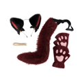 thumbnail image 4 of Diadema con orejas de gato de felpa, guantes con y cola, juego de roles para espectáculo escénico rojo negro, 4 of 8