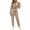 Khaki, variant on Kttectoa Jumpsuits for Women Hooded Zip up Jumpsuit Elastic Waist with Pockets Solid Trendy Athleisure Fall Winter Wear