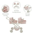 thumbnail image 6 of Olivia's Little World Polka Dot Princess Baby Doll Twin Bassinet Stroller with Retractable Canopy & Storage, Pink/Gray, 6 of 14