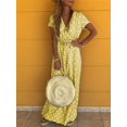 thumbnail image 2 of Polka Dot V Cou Maxi Robe à Manches Courtes Robe Décontractée pour les Vêtements d'Été et de Printemps pour Femmes, 2 of 7