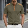 thumbnail image 3 of StSilkitty Casual Short Sleeve Shirts for Mens Band Collar 6 Buttons Tee-Shirt Summer Beach Vacation Tops, 3 of 4