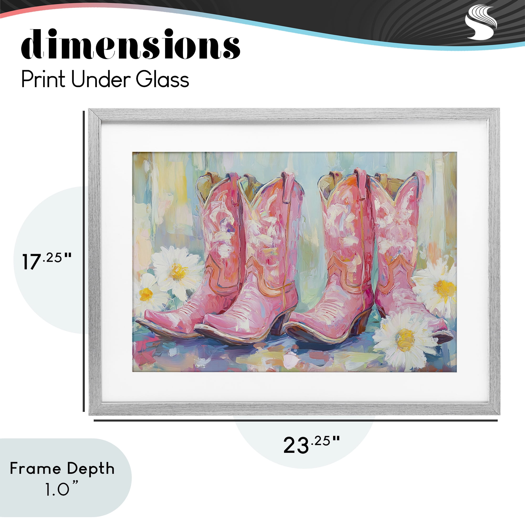 Stupell Industries Pink Cowgirl Boots Pairs Gray Framed Print Under Glass, design by Tina LeCour