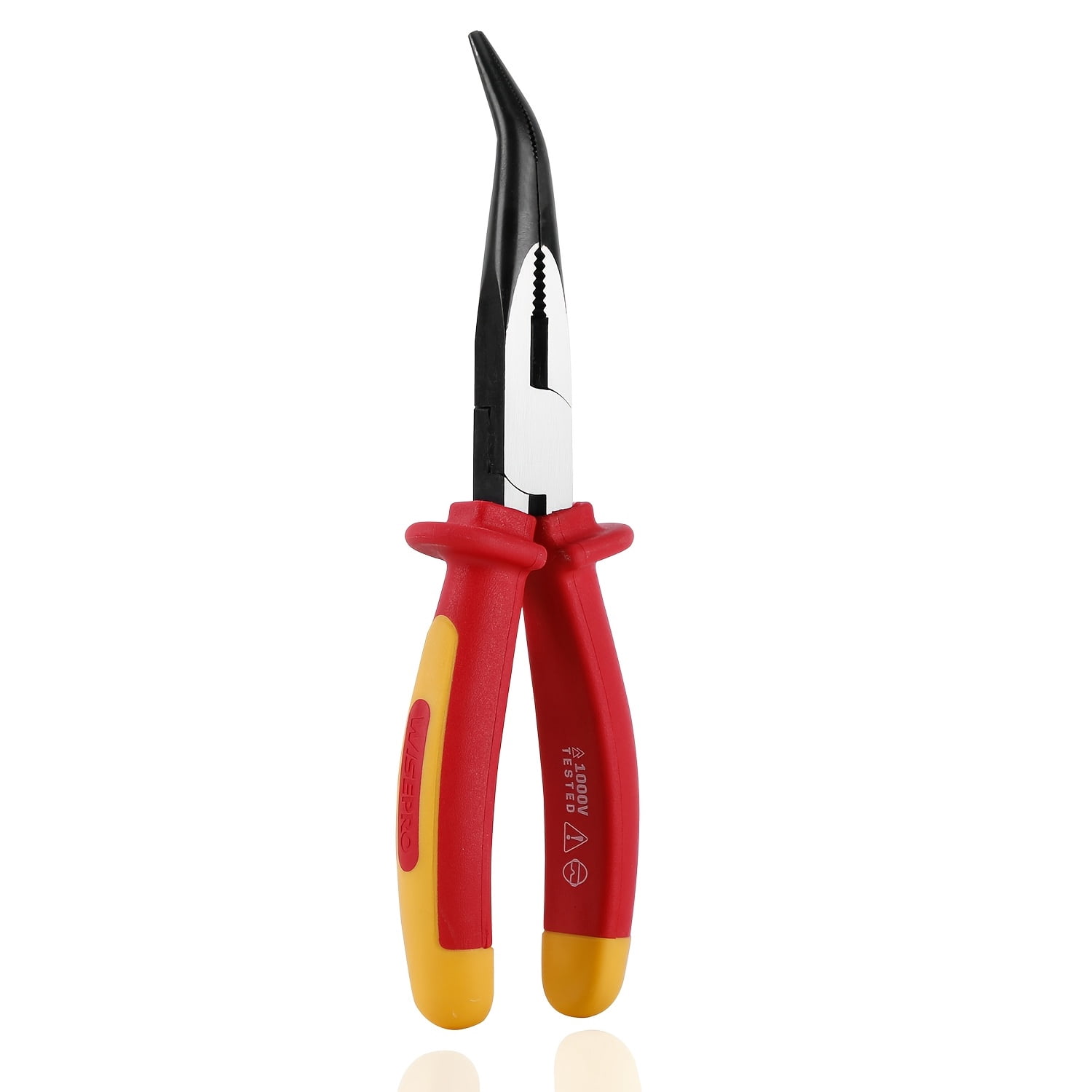 6/8 Inch 1pc Insulated Long Nose Pliers, with Straight/Curved Nose Insulated Long Nose Side Cutters Suitable for Electrician Electrical Tasks, Wires And Projects