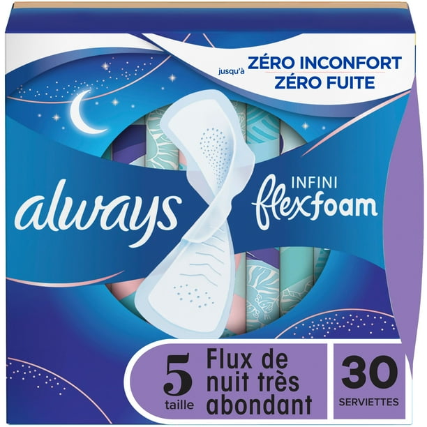 Always Infinity with FlexFoam Pads, Size 5, Extra Heavy Overnight