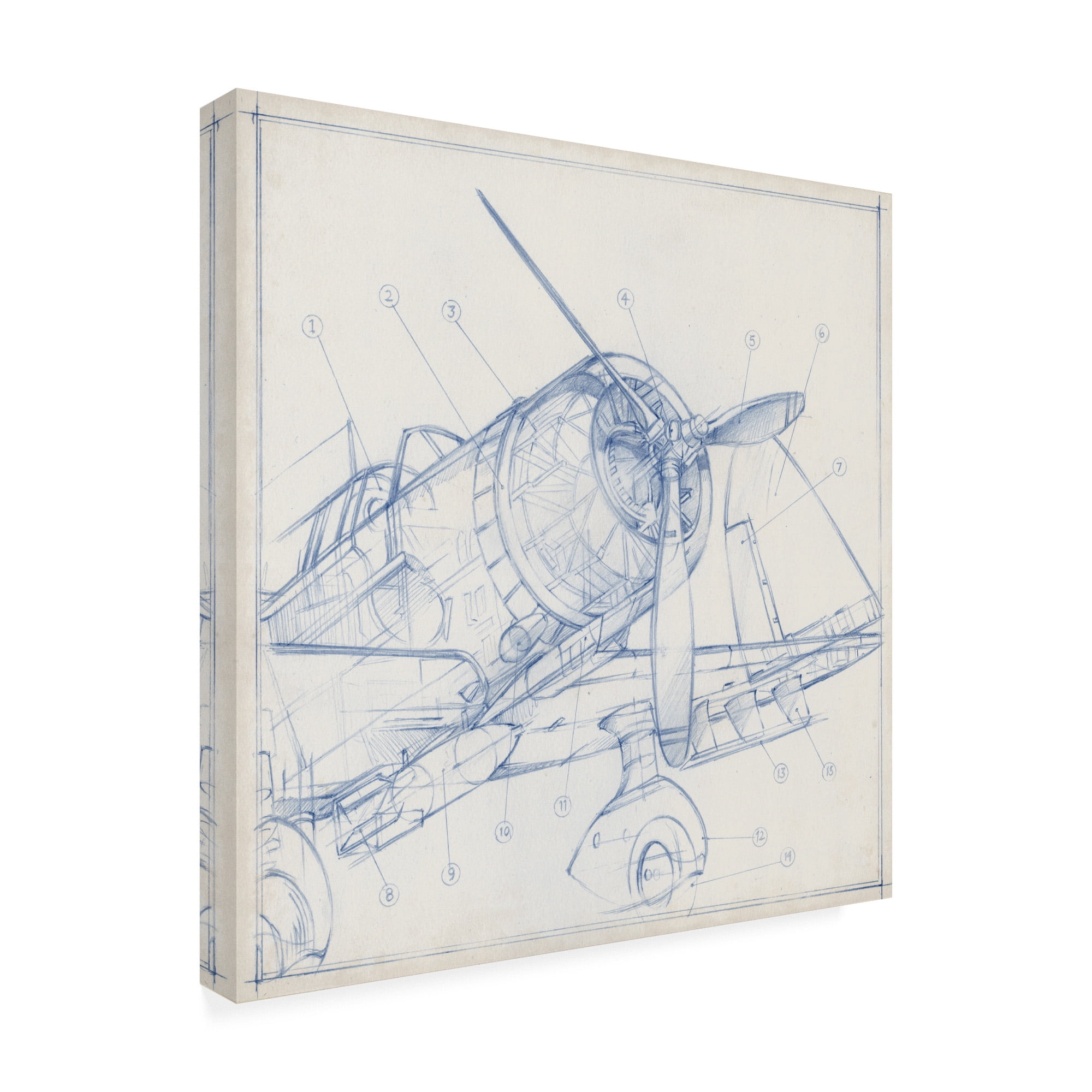 Trademark Fine Art 'Airplane Mechanical Sketch I' Canvas Art by Ethan Harper