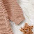 thumbnail image 3 of FAIWAD Infant Baby Girl Boy Fall Winter Romper Long Sleeve Button Up Ribbed Knitted Fall Winter Outfit Newborn, 3 of 5