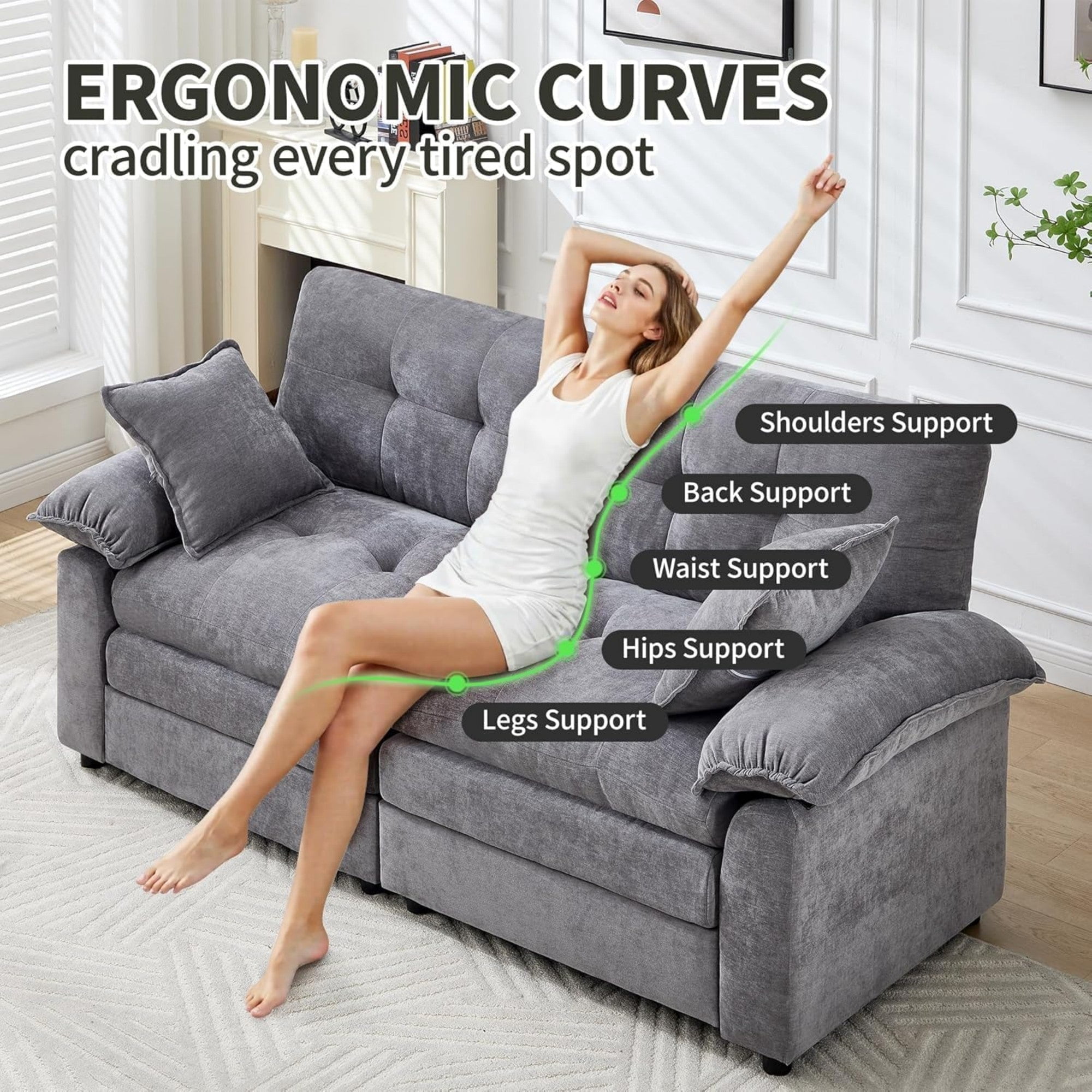Sailvan 83" Loveseat Sofa, Comfy Corduroy Cloud Couch with Deep Seat, Modern 2-3 Person Sofa for Living Room, Apartment and Small Spaces