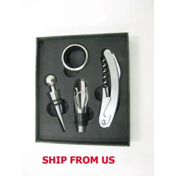 Wine Bottle Opener Set, Corkscrew Bottle Opener, Collar, Pourer, And Stopper