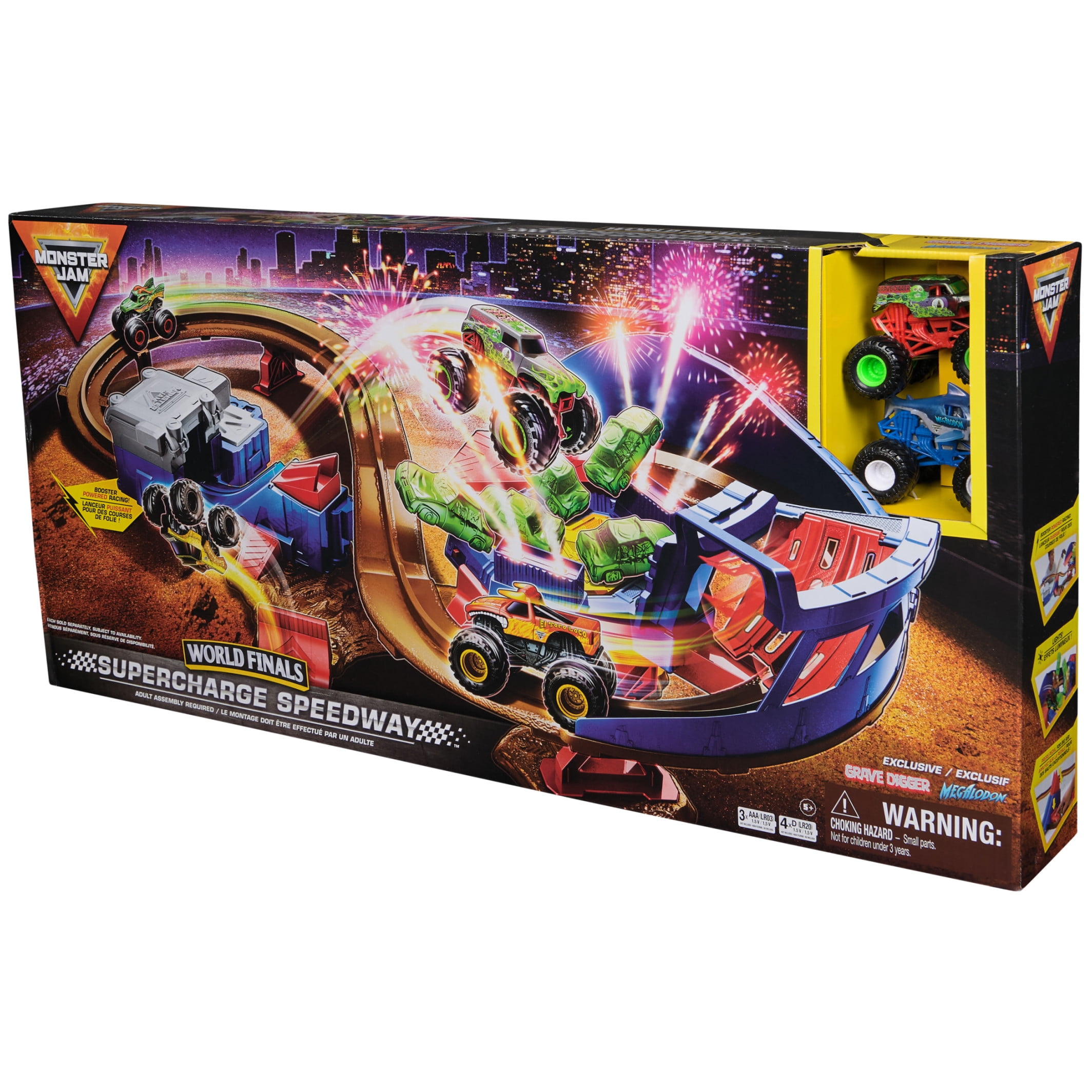 Monster Jam, Supercharge Speedway 46-inch Long Playset with 2 Monster Trucks, for Ages 3 and up
