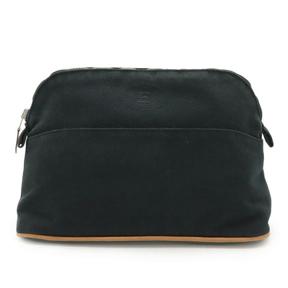 Pre-Owned HERMES Bolide Pouch 25 Multi-Pouch Canvas Leather Black Natural (Good)