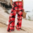 thumbnail image 2 of Jacenvly wide leg pants for women Extra Long Elastic Waisted Pocket Print womens pants Casual Printing Elastic Waist Comfortable Straight Loose Pants, 2 of 6