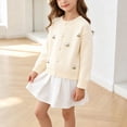 thumbnail image 5 of Nilvkv Cardigan for Girls, Sweaters for Girls, Crew Neck Button-Up Knit Cardigan with 3D Bee Applique for Spring and Fall Wear Beige 7-8 Years, 5 of 8
