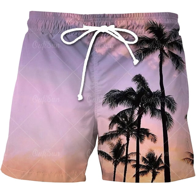 Pantalones cortos de playa para hombre, Shorts deportivos informales hawaianos con estampado 3D de plantas naturales, rápido y transpirable, novedad de verano 2022 Fivean unisex