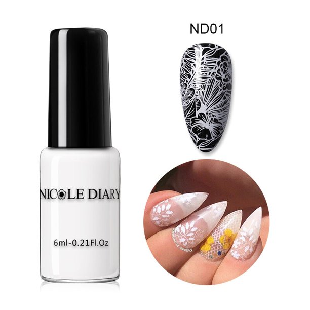 NICOLE DIARY 6ml Estampado de esmalte de uñas Negro Blanco Nail Art Impresión Barniz Sello para uñas Esmalte de uñas híbrido Lacas Tan Jianjun unisex
