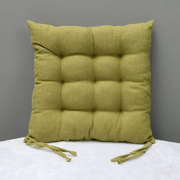 Nvzi Square Chair Pad Seat Cushion with Ties Solid Color Cotton Linen Seat Pads Comfy Breathable Seat Cushions Pillow for Kitchen Office Car Sitting (Green,18"x18")