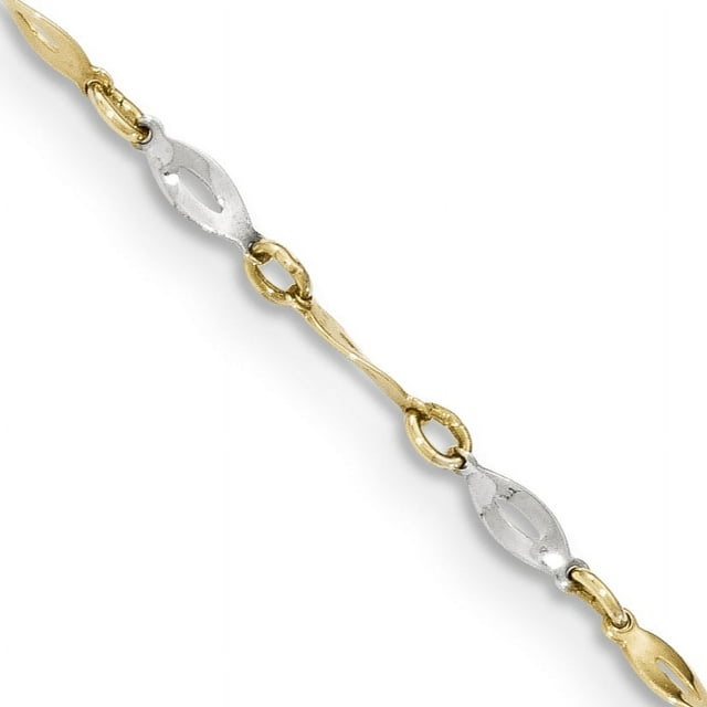Bracelet de Cheville 14k Deux Tons Or 9 Pouces Plus 1 Bracelet de Cheville
