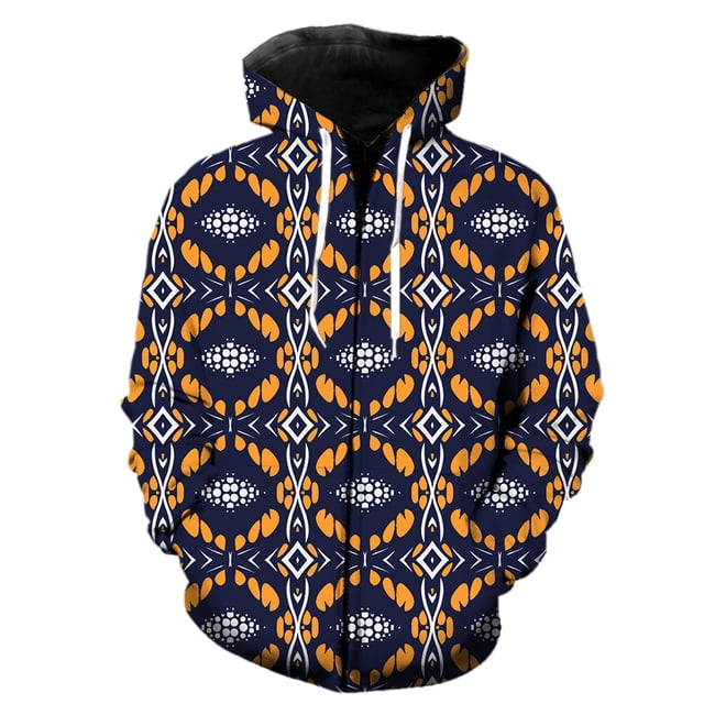 Sudadera con capucha y cremallera para hombre, estilo étnico exótico retro, con estampado 3D, divertida, unisex, informal, de gran tamaño
