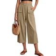 thumbnail image 4 of Luvrsol Capris for Women with Pockets Wide Leg Buttery Soft Stretch Casual Lounge Cropped Trousers S-2XL, 4 of 7