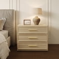 thumbnail image 6 of SICOTAS 31.3" W 3-Drawer Nightstand Set of 2 with Oversized Large Storage , Modern Night Stands Bedside Table with Adjustable Feet & Gold Handles for Bedroom Living Room Entryway, Light Oak, 6 of 9
