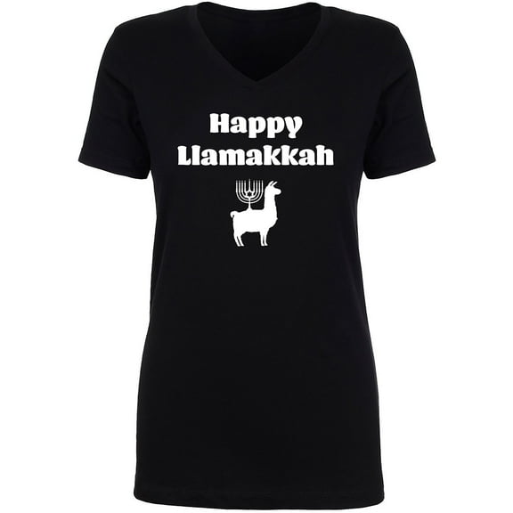 Happy Llamakkah Womens V-Neck T-Shirt