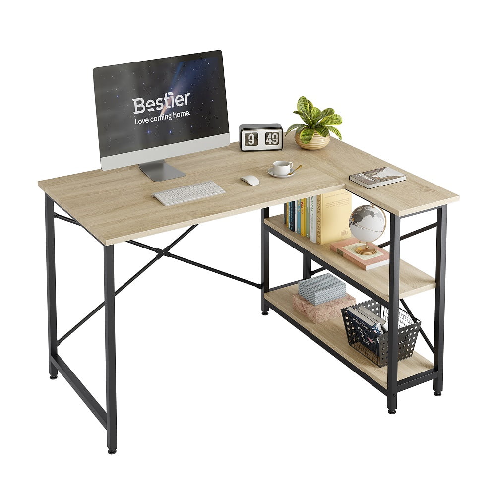 Bestier 47 Inch Small LShaped Desk with Storage Shelves Corner Writing